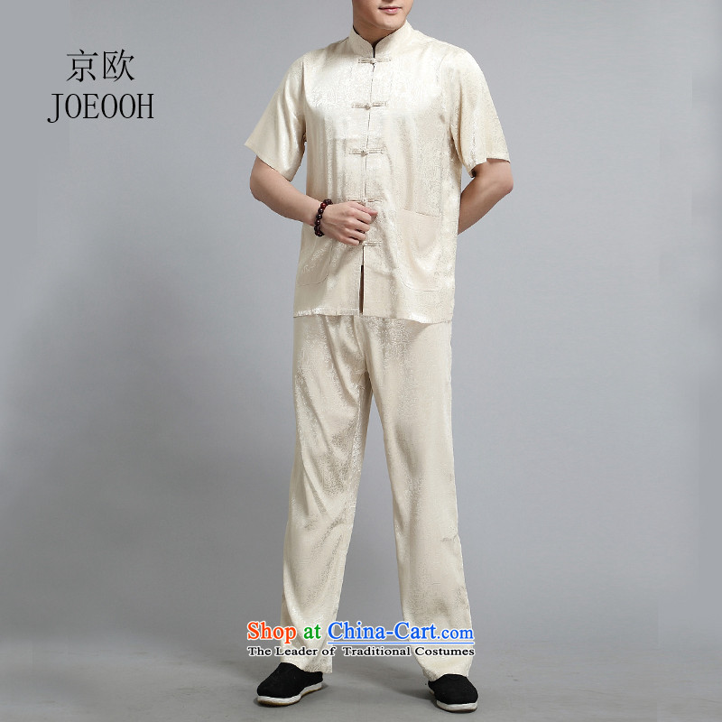 Beijing Summer in the new European older men short-sleeve kit Chinese Tai Chi services national costumes 4XL/190, Gold Beijing (JOE OOH) , , , shopping on the Internet