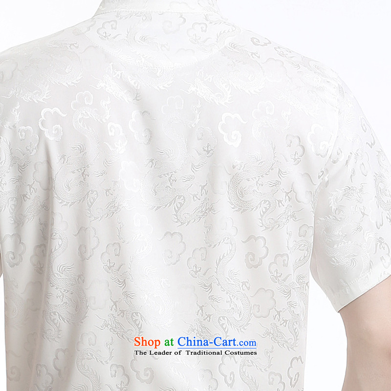 The new package Tang dynasty men's short-sleeved summer, Tang dynasty men short-sleeved silk auspicious figure advanced silk, Yunlong White 175 hi concentric , , , shopping on the Internet