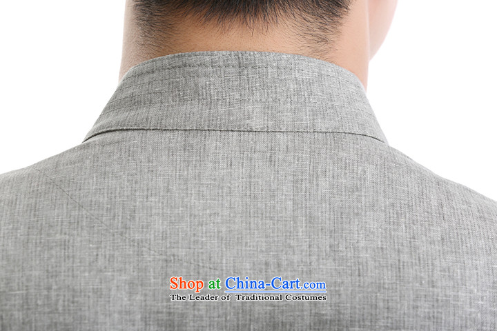 2015 Summer short-sleeved cotton linen men Tang Dynasty Chinese Mock-neck shirt, gray set of Sau San small 175 pictures, prices, brand platters! The elections are supplied in the national character of distribution, so action, buy now enjoy more preferential! As soon as possible.