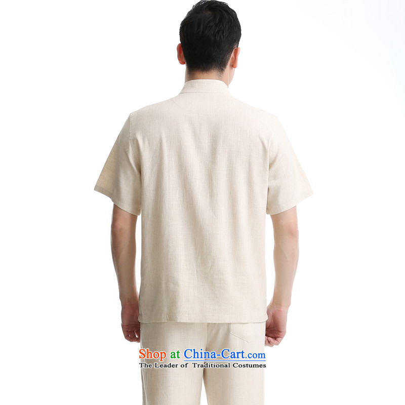 In 2015 a new summer, older men, short-sleeved Tang Dynasty Han-leisure liberal Chinese tunic collar men Tang Dynasty Package Set of 175-beige concentric , , , shopping on the Internet