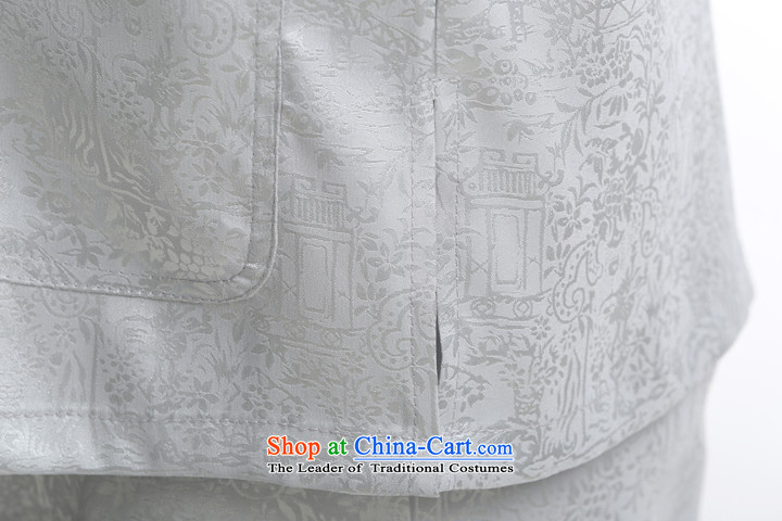Men short-sleeved Tang Dynasty Summer New Men Heung-cloud yarn silk Tang dynasty in his shirt-sleeves blouse of older men Tang blue set of 175 pictures, prices, brand platters! The elections are supplied in the national character of distribution, so action, buy now enjoy more preferential! As soon as possible.