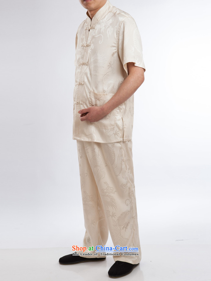 2015 Spring/Summer Load China wind men short-sleeved T-shirt, Tang dynasty older men and silk dress Chinese Taiji Kongfu wear beige set of 190 pictures, prices, brand platters! The elections are supplied in the national character of distribution, so action, buy now enjoy more preferential! As soon as possible.