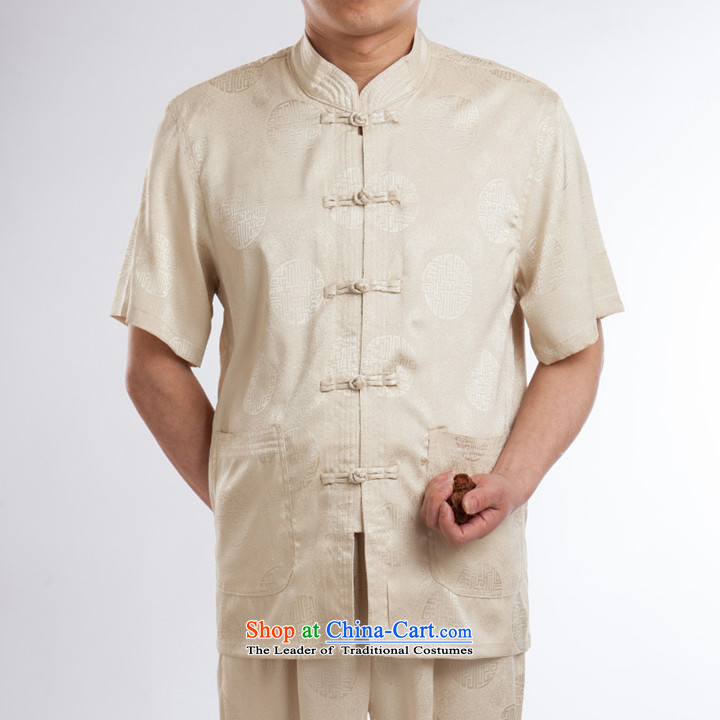 Tang Dynasty men upscale silk Tang dynasty summer short-sleeved older boutique summer set of beige , prices, PHOTO 170 brand platters! The elections are supplied in the national character of distribution, so action, buy now enjoy more preferential! As soon as possible.