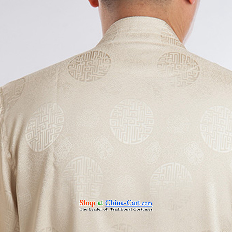 Tang Dynasty men upscale silk Tang dynasty summer short-sleeved older boutique summer set of 170, the ink-beige (MORE YI shopping on the Internet has been pressed.)