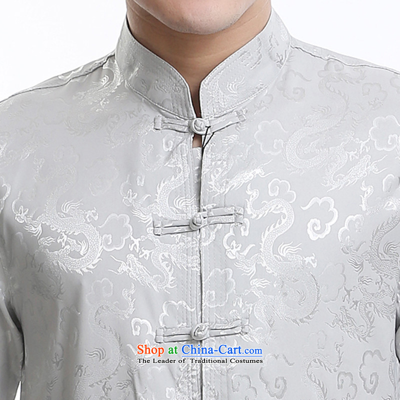 Tang dynasty new male short-sleeved Tang Dynasty Package in older men casual summer Chinese clothing elderly gray ink-180, A MORE YI (shopping on the Internet has been pressed.