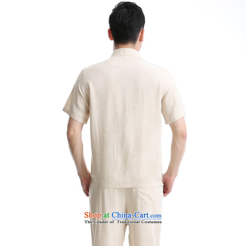 The new product China wind up charge-back collar Tang dynasty short-sleeved T-shirt, beige set of pure cotton 175 ink-YI (MORE shopping on the Internet has been pressed.