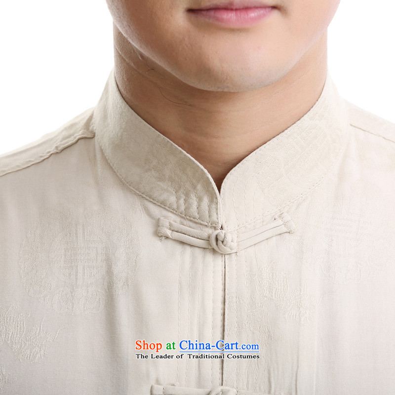 The new product China wind up charge-back collar Tang dynasty short-sleeved T-shirt, beige set of pure cotton 175 ink-YI (MORE shopping on the Internet has been pressed.