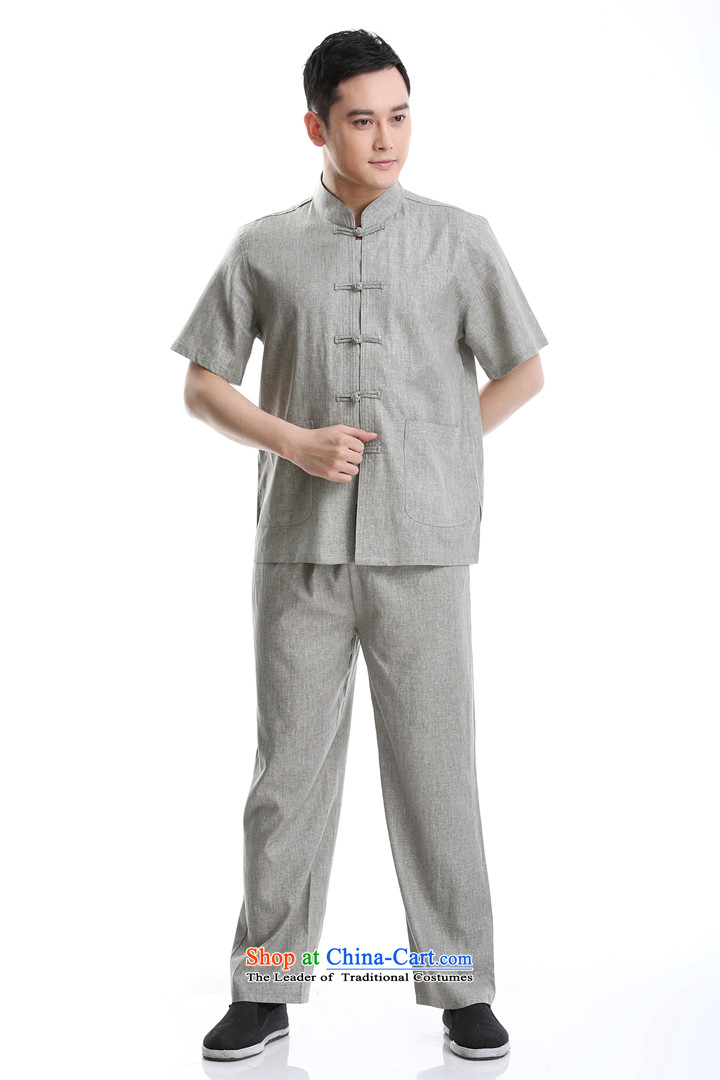 The new man cotton linen short-sleeved T-shirt and stylish hemp Tang Dynasty set of pictures, 175 gray price, brand platters! The elections are supplied in the national character of distribution, so action, buy now enjoy more preferential! As soon as possible.