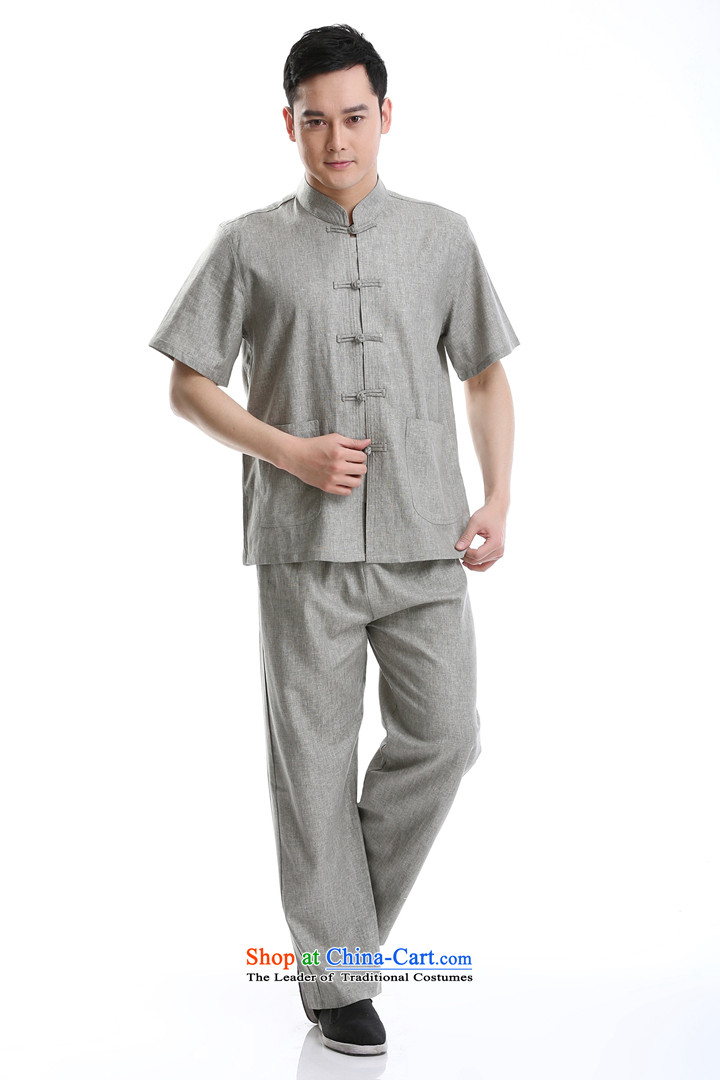 The new man cotton linen short-sleeved T-shirt and stylish hemp Tang Dynasty set of pictures, 175 gray price, brand platters! The elections are supplied in the national character of distribution, so action, buy now enjoy more preferential! As soon as possible.