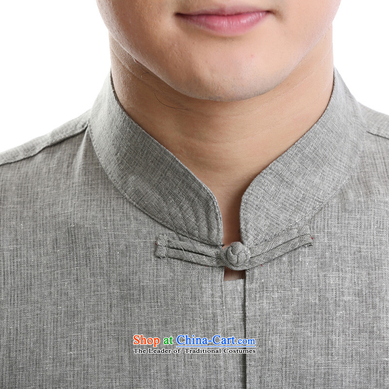 The new man cotton linen short-sleeved T-shirt and stylish hemp Tang Dynasty set of 175-ink gray (MORE YI) , , , shopping on the Internet