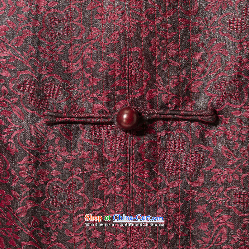 Bosnia and thre line short-sleeved Tang dynasty summer new men incense cloud male silk yarn Tang dynasty in his shirt-sleeves blouse of older men Tang dynasty incense cloud yarn deep red and rows (XL/180, thre gesaxing) , , , shopping on the Internet