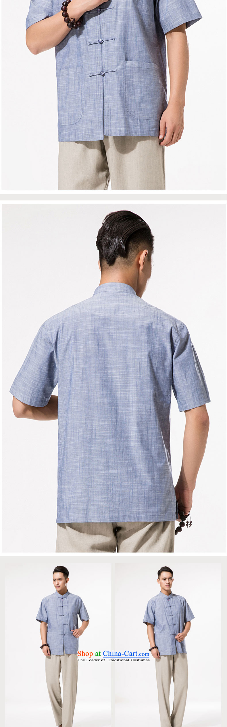 The new products and thre men short-sleeved T-shirt linen, Mr Tang dynasty men cotton linen tunic gray-blue Chinese leisure L/175 picture, prices, brand platters! The elections are supplied in the national character of distribution, so action, buy now enjoy more preferential! As soon as possible.