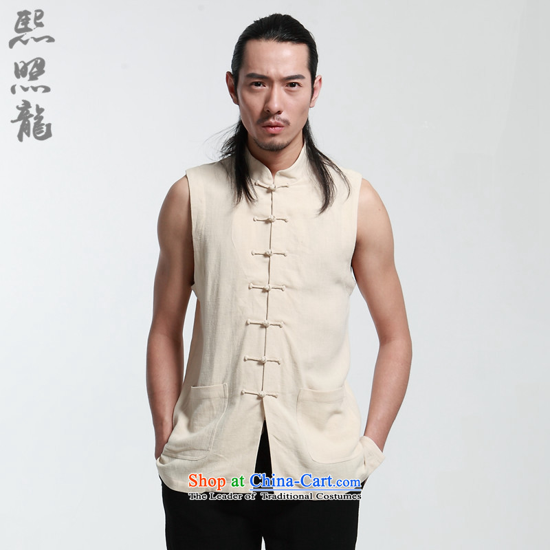 Hee-snapshot lung original linen adhesive, a Chinese man Chinese wind up manually traditional dress sleeveless Kampala shoulder summer light gray XL, Hee-snapshot (XZAOLONG lung) , , , shopping on the Internet