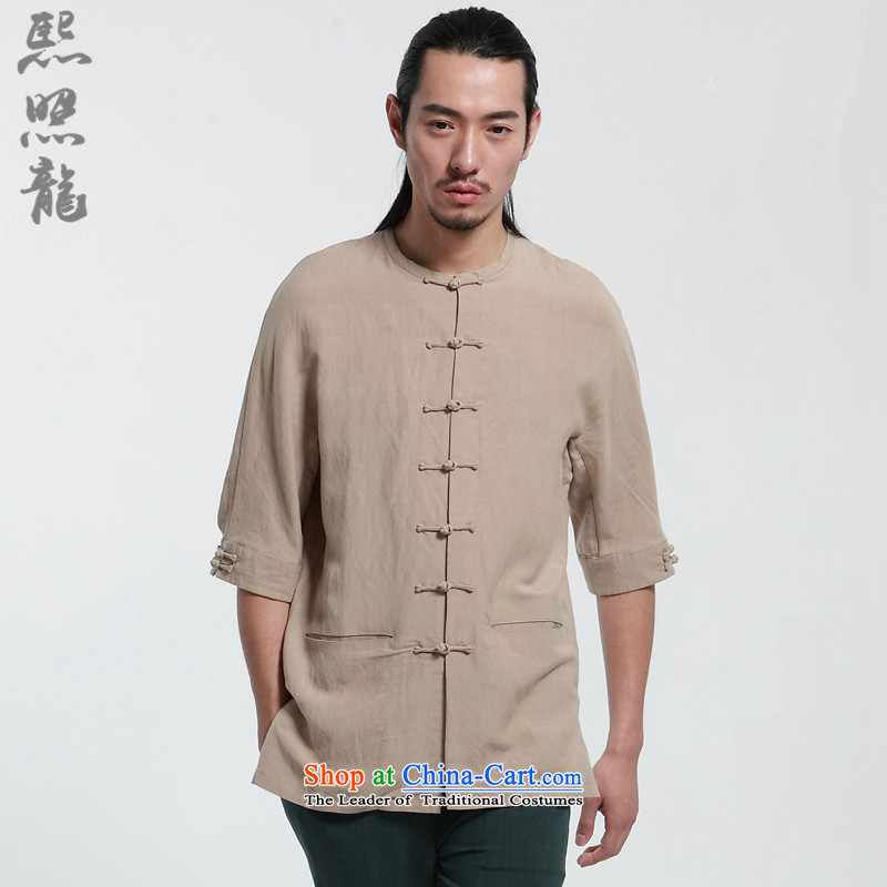 Hee-Snapshot Yong XZAOLONG/ short-sleeved Tang dynasty men round-neck collar summer manually disc detained stylish black shirts China Wind , L-hee (XZAOLONG snapshot lung) , , , shopping on the Internet