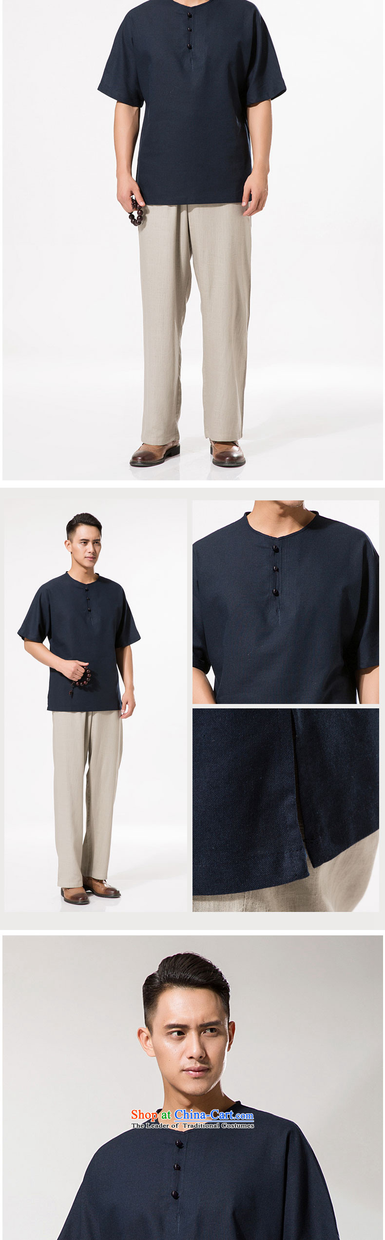 The new summer China wind men round-neck collar kit and Tang dynasty cotton linen cotton linen short-sleeved shirt relaxd casual comfortable cotton linen men short-sleeved T-shirt dark blue XXXL/190 picture, prices, brand platters! The elections are supplied in the national character of distribution, so action, buy now enjoy more preferential! As soon as possible.