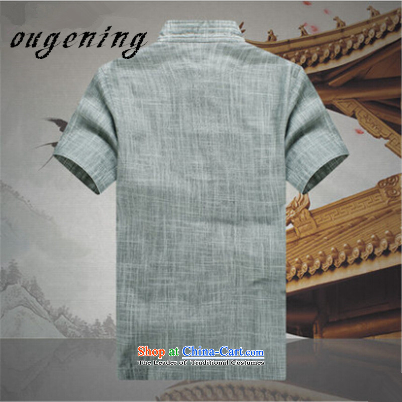 The OSCE, 2015 summer, China lemonade wind men Tang Dynasty Package for the elderly father short-sleeved clothes with elderly men's grandfather summer retro men Green Grid (the name of the OSCE XXXL190/110, ougening) , , , shopping on the Internet