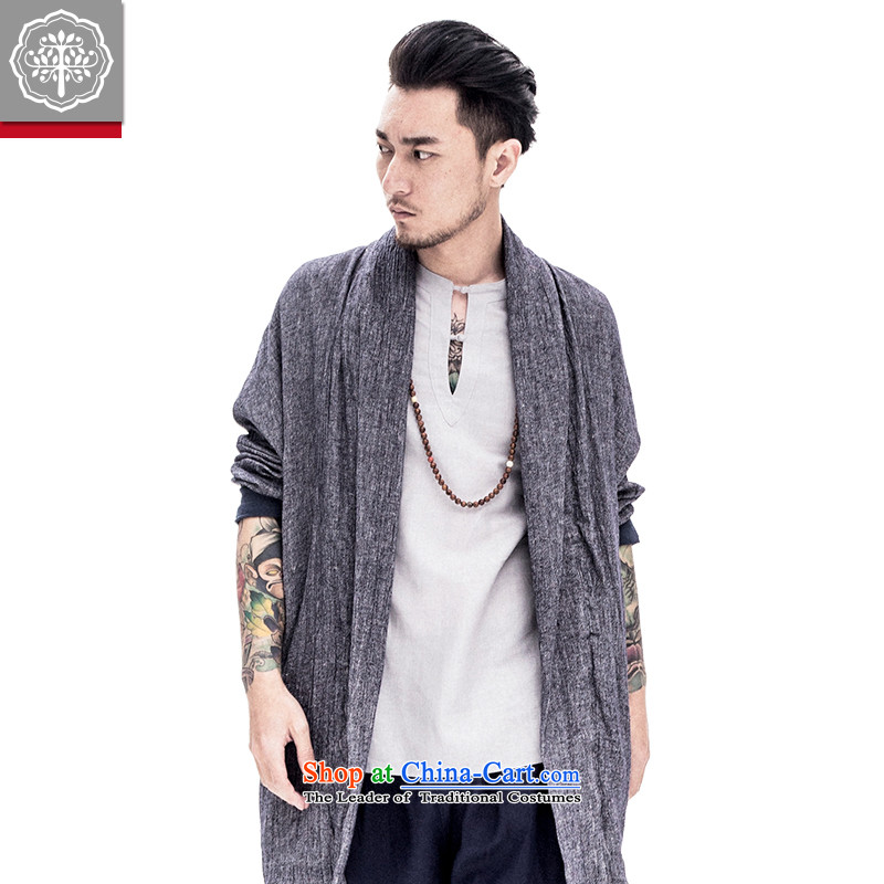 To male Han-tree improvement of Tang Dynasty male long-sleeved sweater cotton linen men Chinese original spring and summer male China wind ma brown 175/L, intended tree (EYENSREE) , , , shopping on the Internet