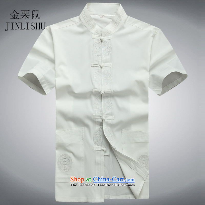 Kanaguri mouse summer) older short-sleeved Tang Dynasty Chinese father casual kit men Han-jogging shirt white kit S kanaguri mouse (JINLISHU) , , , shopping on the Internet