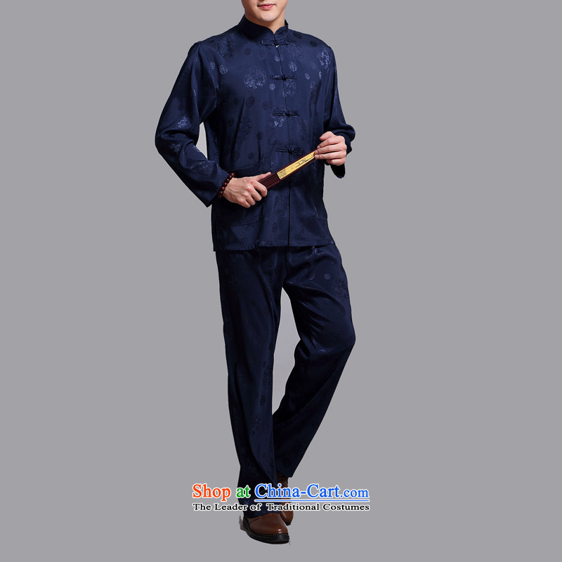 Rollet HIV from older men long-sleeved Tang dynasty China wind older leisure wears martial shirt jogs Han-blue XL, HIV (AICAROLINA ROLLET) , , , shopping on the Internet