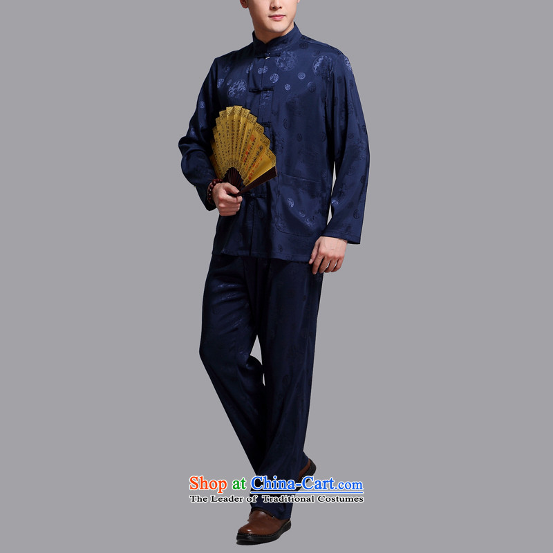 Rollet HIV from older men long-sleeved Tang dynasty China wind older leisure wears martial shirt jogs Han-blue XL, HIV (AICAROLINA ROLLET) , , , shopping on the Internet