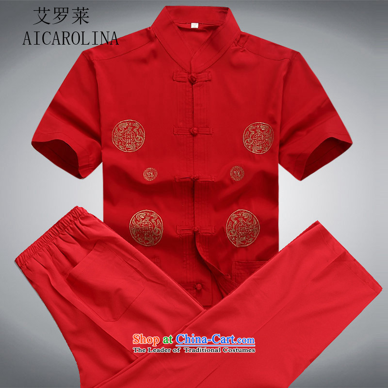 Hiv Rollet men Tang Dynasty Package Summer Chinese Short-Sleeve Men in older blouses grandpa replacing summer red kit XXL, HIV ROLLET (AICAROLINA) , , , shopping on the Internet
