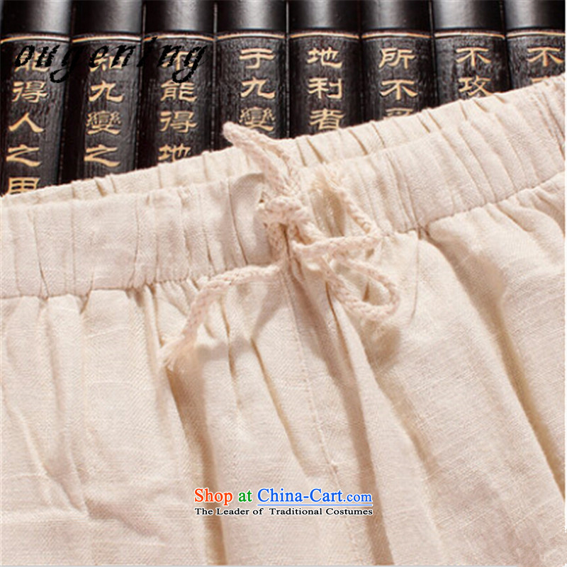 The name of the 2015 summer of the OSCE, men China wind leisure suite Tang dynasty men linen short-sleeved elderly father replace linen tunic summer beige M, OSCE, lemonade (ougening) , , , shopping on the Internet