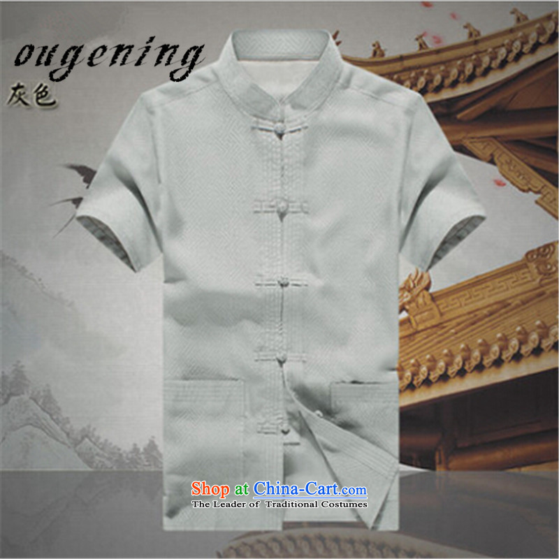 The name of the 2015 summer of the OSCE, men breathable Tang dynasty China wind leisure short-sleeved shirt and cotton linen tunic of ethnic Chinese Ma summer load white L, Euro father of lemonade (ougening) , , , shopping on the Internet