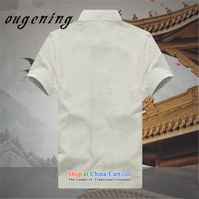 The name of the 2015 summer of the OSCE, men's shirts in Tang Dynasty cotton linen package for older men, linen lining short-sleeved shirt wind of ethnic Chinese and Cuban men S, Europe, white kaffir lime (ougening) , , , shopping on the Internet