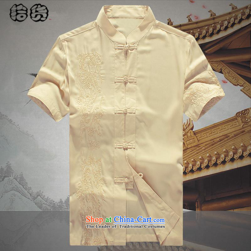 The OSCE, in the summer of 2015, the name of the older short-sleeved Tang dynasty male summer men summer Chinese embroidery national costumes grandpa summer father Han-t-shirt , black 185 euros (ougening lemonade) , , , shopping on the Internet
