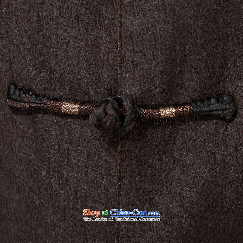 Bosnia and thre line short-sleeved Tang dynasty summer new men incense cloud male silk yarn Tang dynasty in his shirt-sleeves blouse of older men Tang dynasty men cloud of incense yarn Tang dynasty short-sleeved brown XL/180, thre line (gesaxing and Tobag