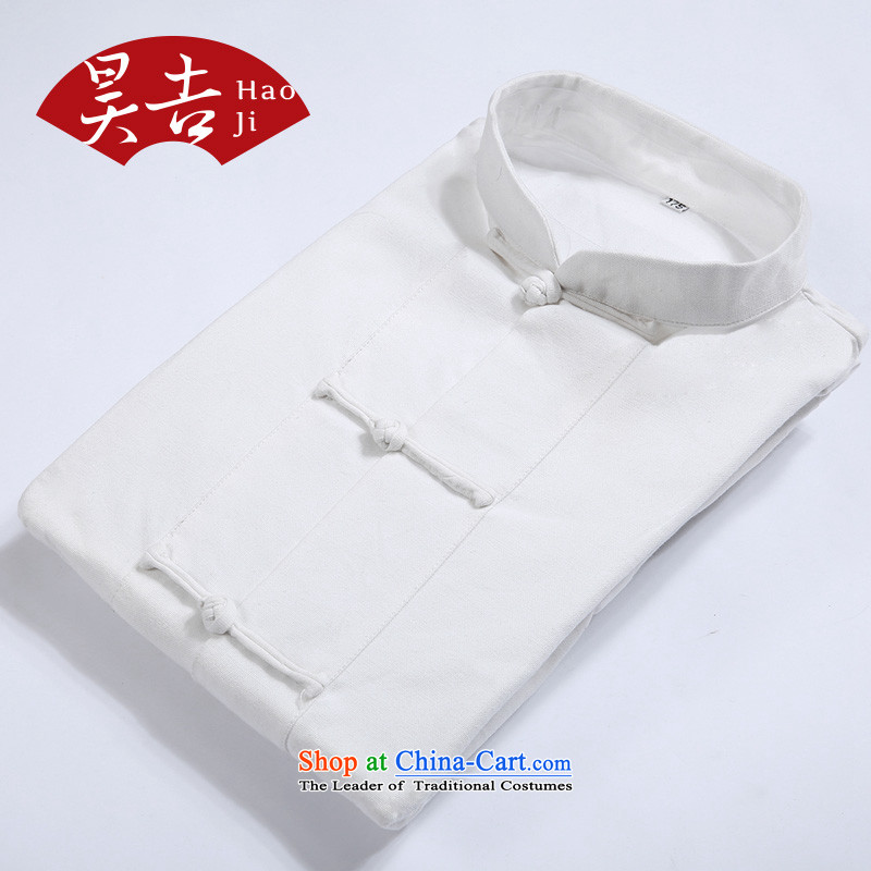 The annual spring Gil new elderly men tray clip Tang dynasty pure cotton shirt national costumes dad long-sleeved replacing Cardigan White?175