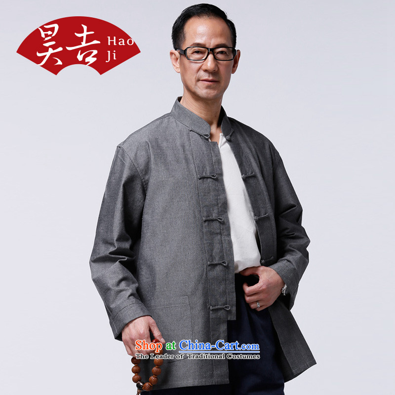 The annual spring Gil new elderly men tray clip Tang dynasty pure cotton shirt national costumes dad long-sleeved replacing cardigan white 175 Ho ji.... shopping on the Internet