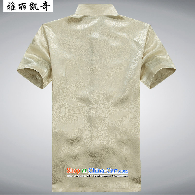 Alice Keci Summer Tang dynasty middle-aged short-sleeved T-shirt and China wind Han-men of older persons in the Men's Shirt Summer Grandpa Chinese short-sleeved Tang Dynasty Package White Kit 185, Alice keci shopping on the Internet has been pressed.