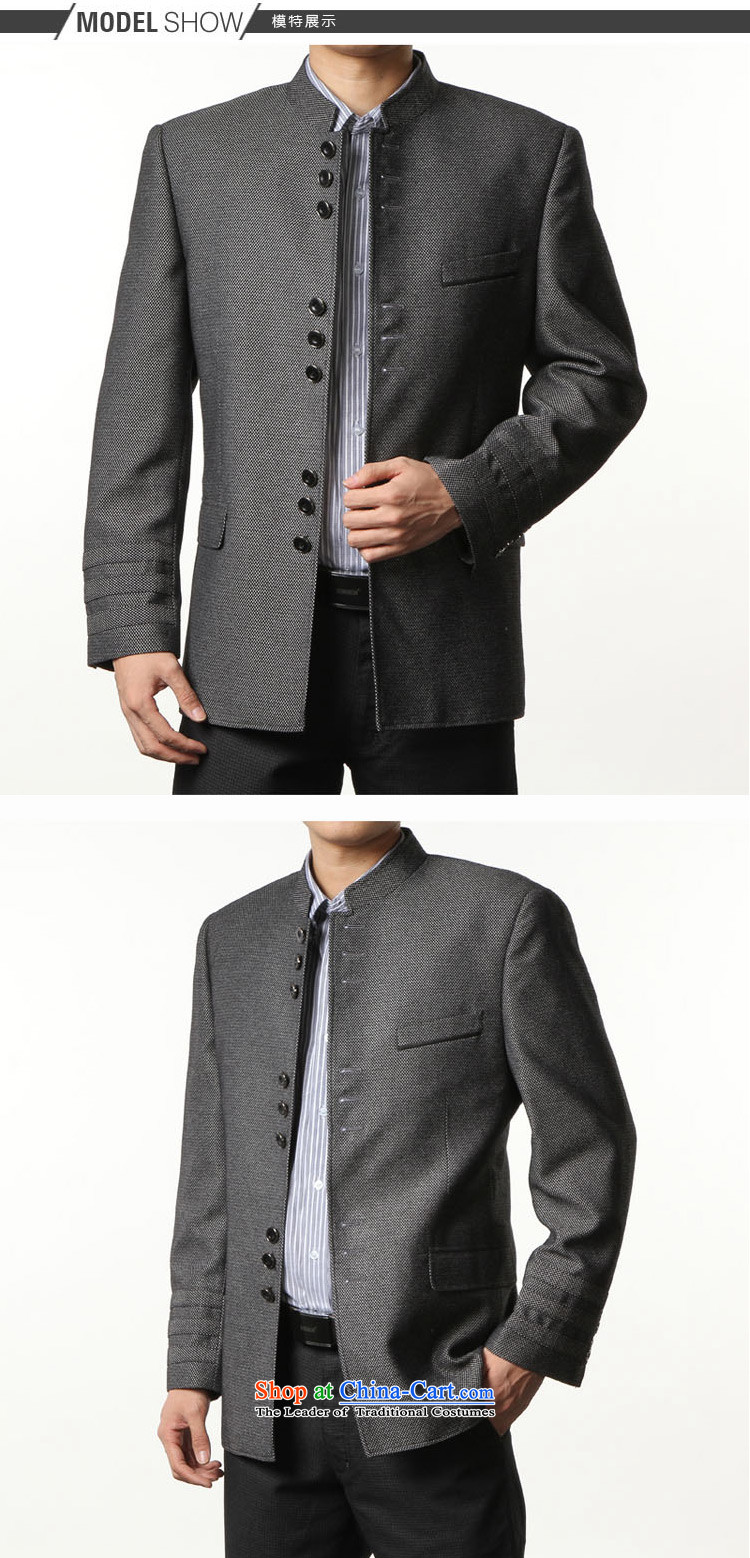Move wing spring and autumn prince wuwing/ men Chinese tunic Chinese Classical Chinese tunic wool young Chinese tunic suit a mock-neck jacket flower gray 