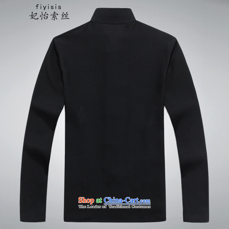 Princess in Selina Chow New China wind Chinese long-sleeved shirt and a long-sleeved plus Tang Dynasty is indeed intensify leisure father Tang dynasty during the spring and autumn replacing ball-han-Chinese Tai Chi Services Services black T-shirt XXL/185,