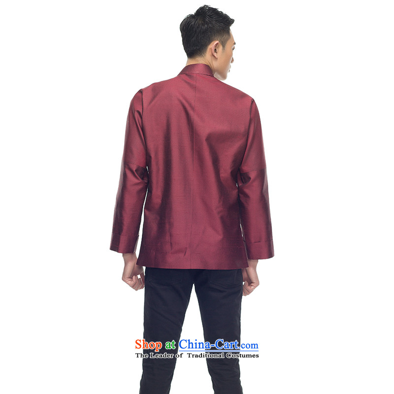 Therefore let Li Rui silk men Tang dynasty 2015 New Chinese shirt stylish shirt stitching retro style with dark red XL, or Cheung has been pressed, online shopping