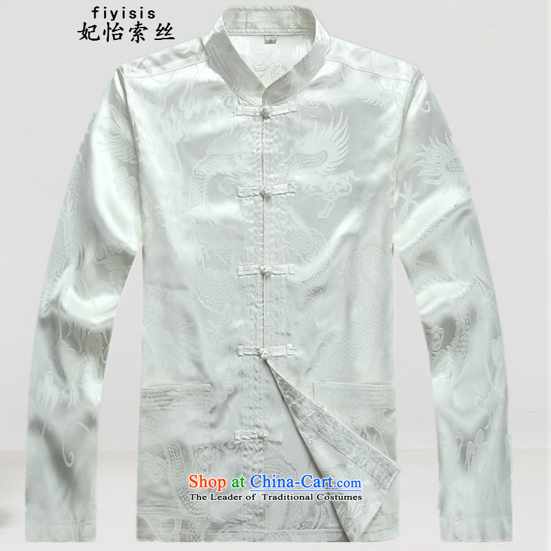 Princess Selina Chow in men's long-sleeved Tang Dynasty Package during the spring and autumn, collar loose version China wind up Han-men detained in T-shirt jacket older Tang Dynasty Package White Kit 170/M, Princess Selina Chow (fiyisis) , , , shopping o