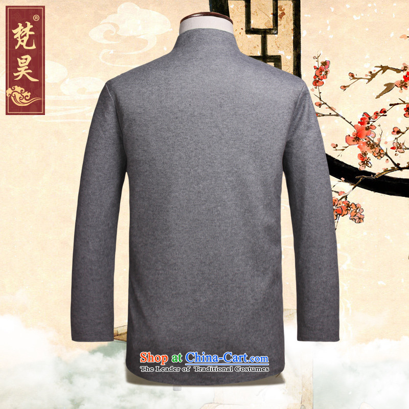 Van Gogh's autumn and winter Tang New Men's Jackets in older long-sleeved warm collar W1317 Tang dynasty China Wind Light Gray 4XL, Van Gogh's shopping on the Internet has been pressed.