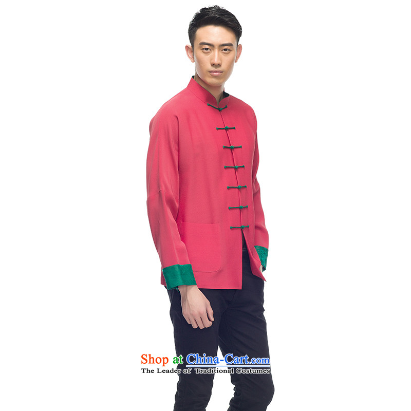 Thus Cheung Man Shui herbs extract snap-Tang dynasty 2015 new stylish shirt silk shirt China wind rose red XL, or Cheung has been pressed, online shopping