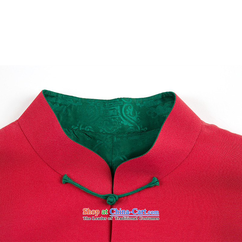 Thus Cheung Man Shui herbs extract snap-Tang dynasty 2015 new stylish shirt silk shirt China wind rose red XL, or Cheung has been pressed, online shopping
