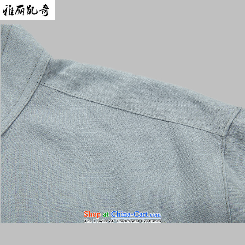 Alice Keci New China wind spring and fall of men of the traditional culture of Chinese linen long-sleeved Tang dynasty meditation Services Service Pack Dad Ball Load Grandpa gray suit Pants Shirts plus M/170, Alice keci shopping on the Internet has been p