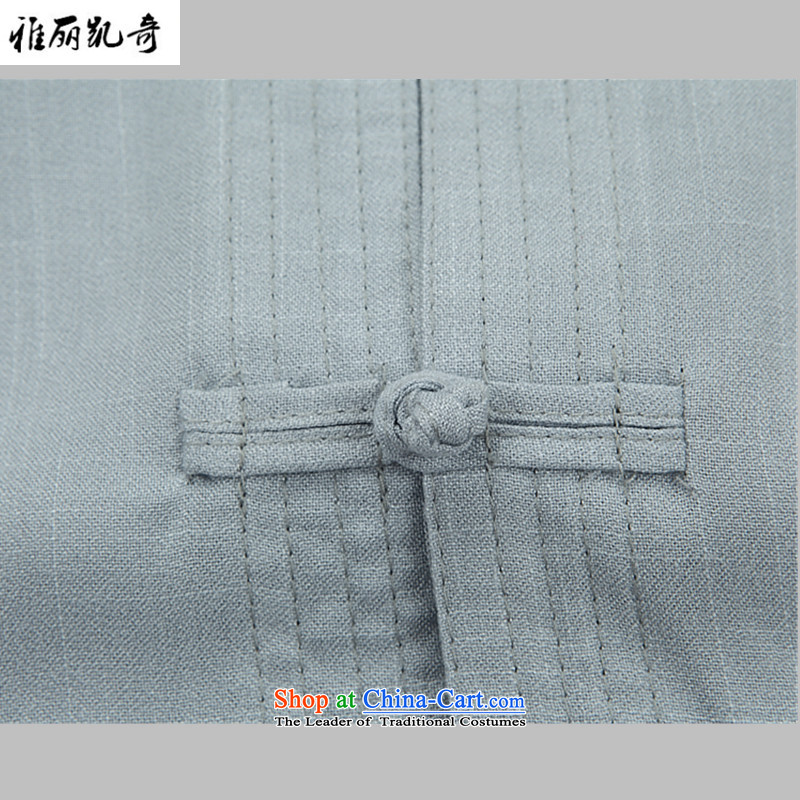 Alice Keci New China wind spring and fall of men of the traditional culture of Chinese linen long-sleeved Tang dynasty meditation Services Service Pack Dad Ball Load Grandpa gray suit Pants Shirts plus M/170, Alice keci shopping on the Internet has been p
