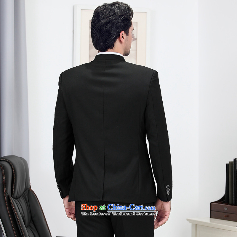  New Load autumn QGHW men business men's single row detained suits Chinese tunic black jacket + pants + white shirt L/48,QGHW,,, shopping on the Internet