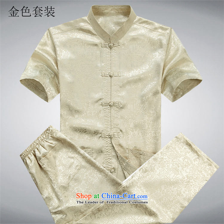 Kanaguri Mouse China wind Tang Dynasty Package summer short-sleeved T-shirt, older men Chinese tunic large leisure shirt GOLD SUITE L/175 picture, prices, brand platters! The elections are supplied in the national character of distribution, so action, buy now enjoy more preferential! As soon as possible.