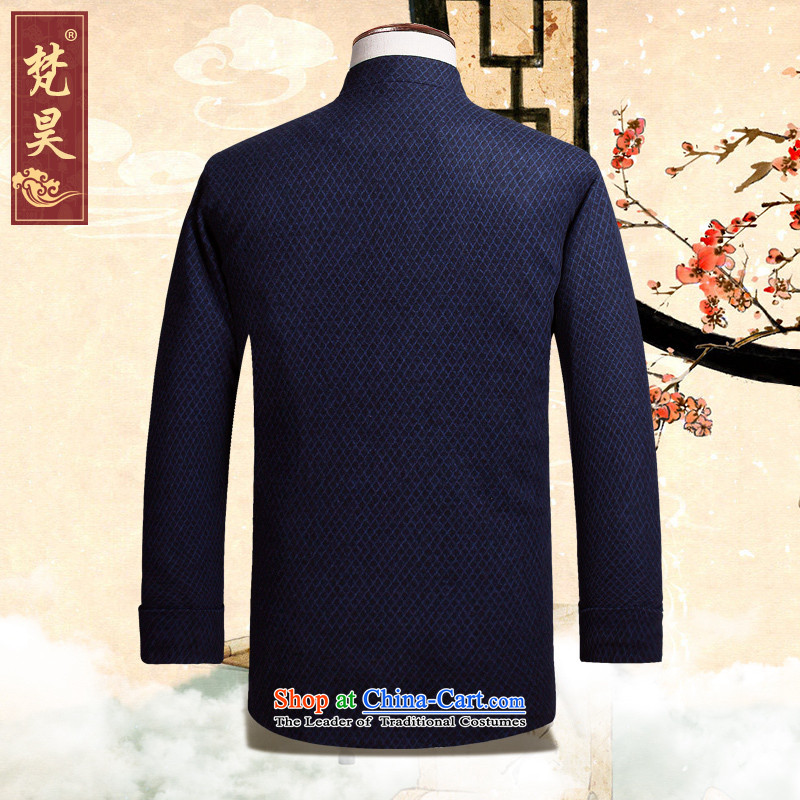 Van Gogh's autumn and winter new long-sleeve sweater in Tang Dynasty Chinese collar manually disc detained wool Tang dynasty blue 3XL, W818 Van Gogh's shopping on the Internet has been pressed.