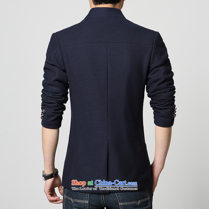 Happy Times 2015 autumn and winter jackets in collar long single row detained men gross? Jacket Chinese tunic knit cuff to suit 7 Blue L(105-120 catty, happy times (happytime) , , , shopping on the Internet
