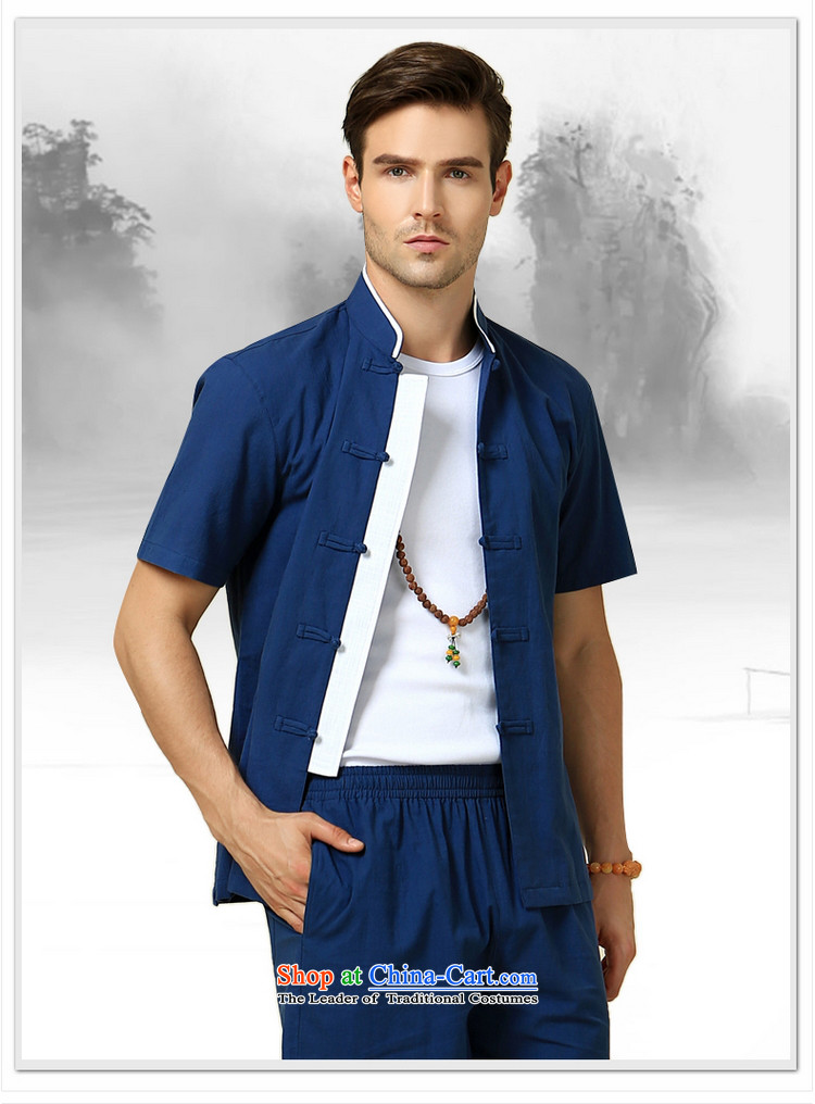 The Ocean 2015 summer cool new China wind men Tang dynasty short-sleeved shirt Chinese men's shirts, Sau San disk detained navy blue (single short-sleeved 170/M) Picture, prices, brand platters! The elections are supplied in the national character of distribution, so action, buy now enjoy more preferential! As soon as possible.