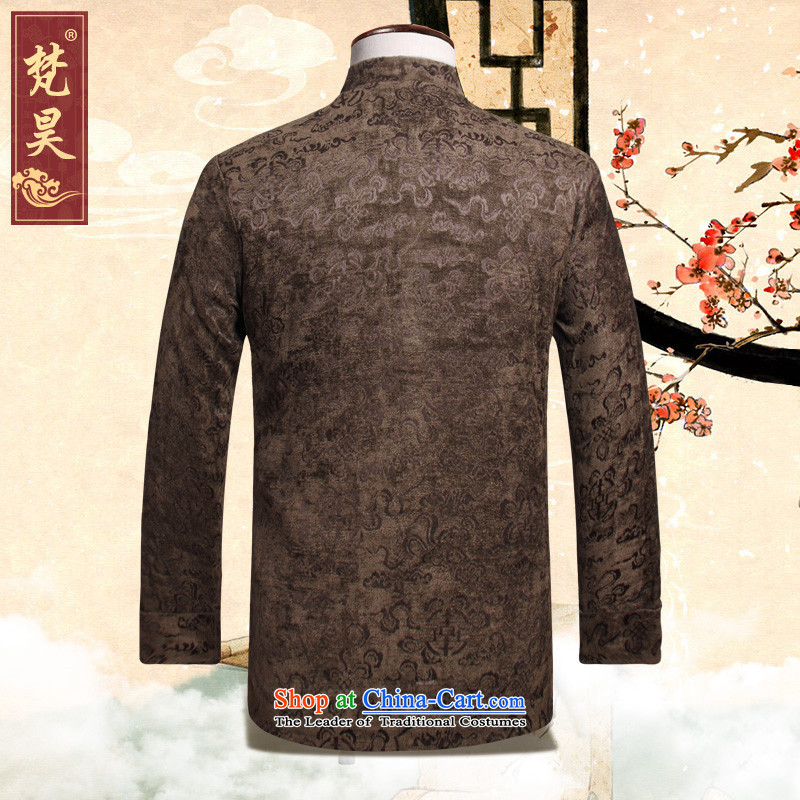 Van Gogh's new autumn and winter jackets men in Tang long-sleeved older manually large snap-Tang dynasty W813 coffee-colored 4XL, Van Gogh's shopping on the Internet has been pressed.