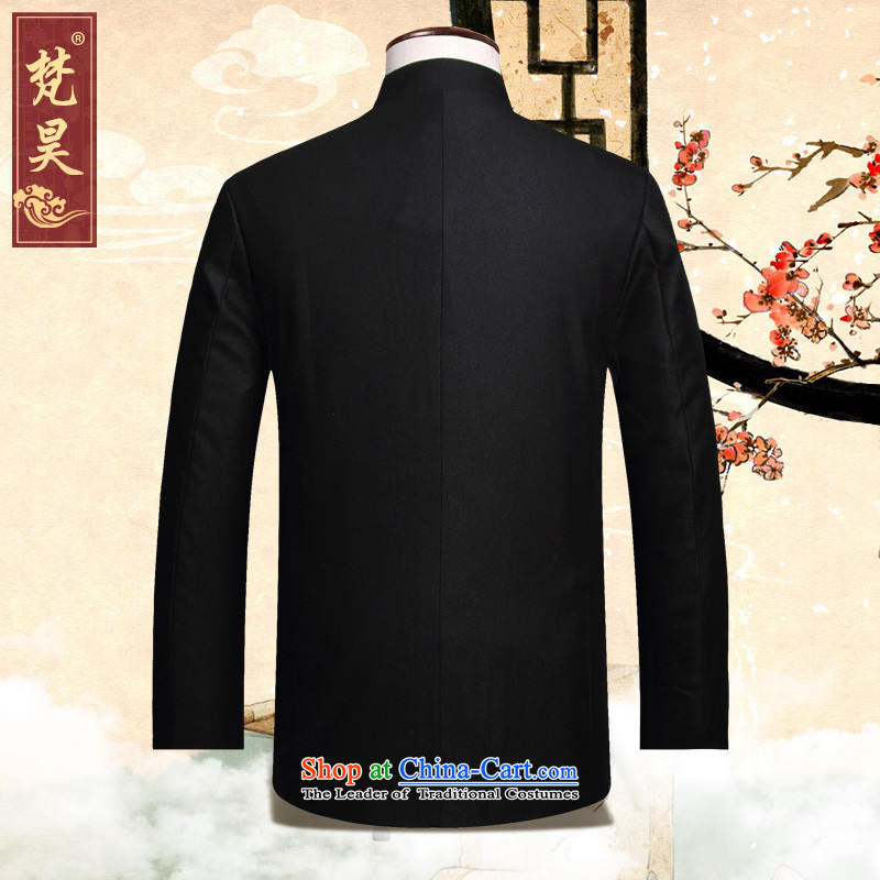 Van Gogh's autumn and winter load new Tang Dynasty Chinese tunic suit Male youth is smart casual collar embroidered dragon Chinese men's dress W833 services black 4XL, Van Gogh's shopping on the Internet has been pressed.