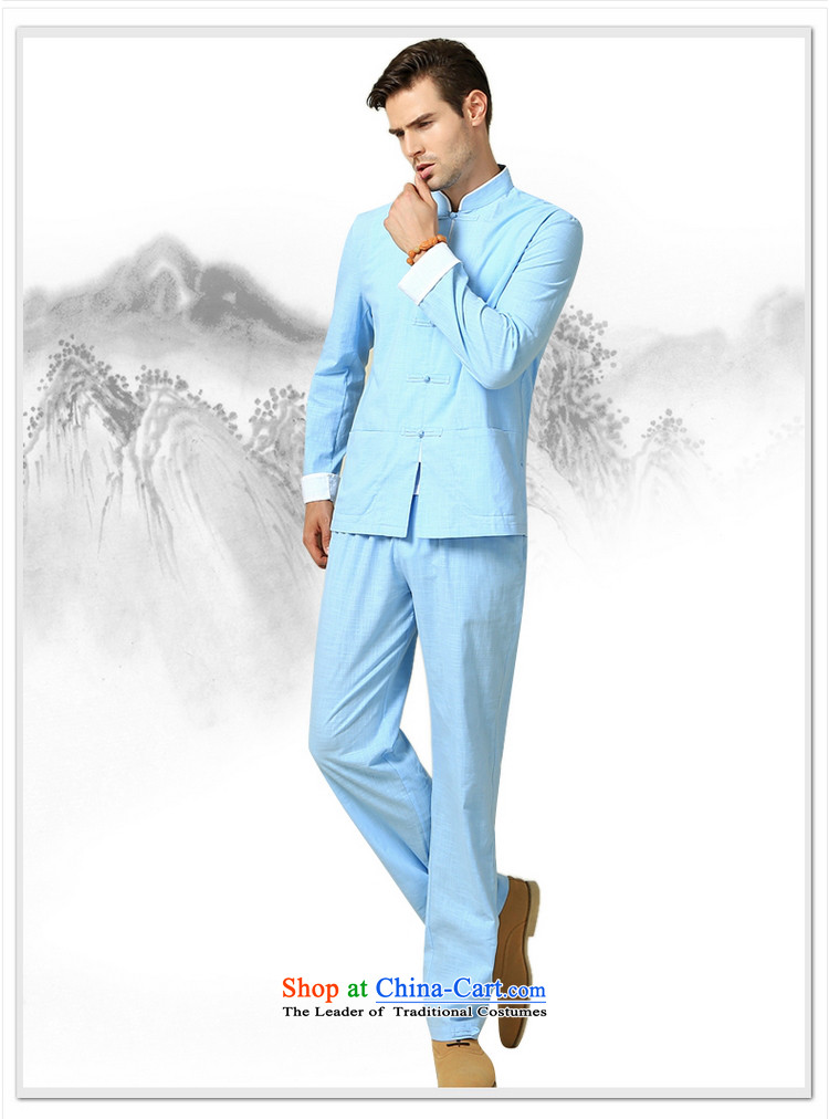 The new 2015 Yang Shuai men Tang dynasty long sleeved shirt collar China Wind Jacket Chinese Disc detained men retro shirt navy blue long-sleeved (single) image, the price and the 175/L brand platters! The elections are supplied in the national character of distribution, so action, buy now enjoy more preferential! As soon as possible.